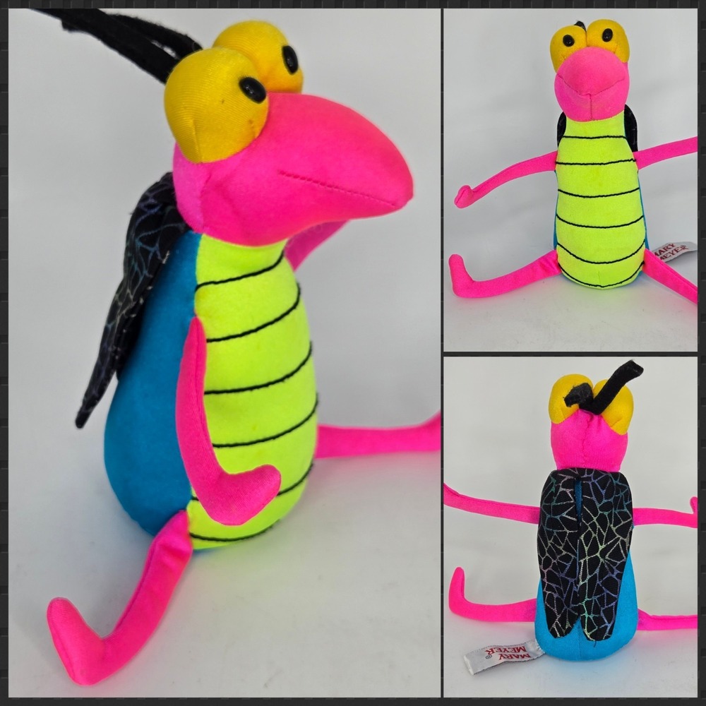 VTG Mary Meyer Nancy Carlson Neon Firefly Bug Bean Bag Plush Toy Collectible 90s